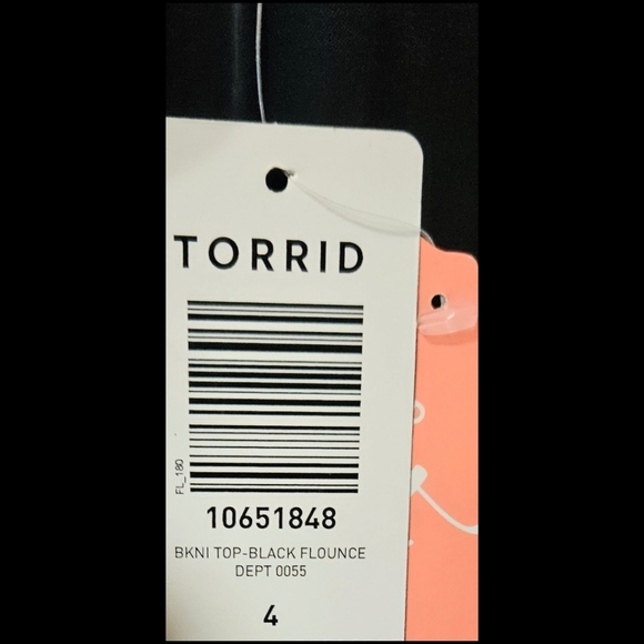 TORRIDS Flirt Collection Plus Size Wireless Black Straight Flounce Bikini Top 4X - Picture 14 of 16